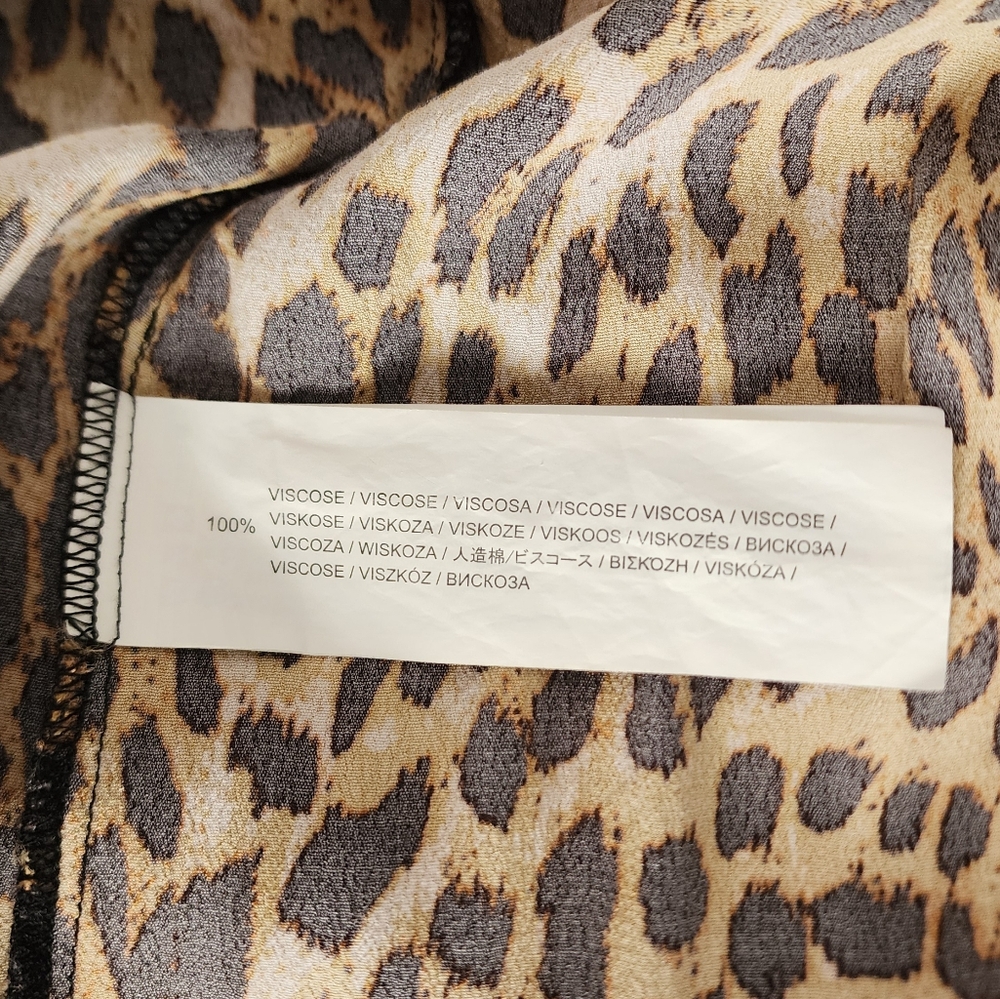 MINKPINK Dress Leopard Print 1/2 Button Down Slit Sides Loungewear Brown Size XS - Picture 15 of 16